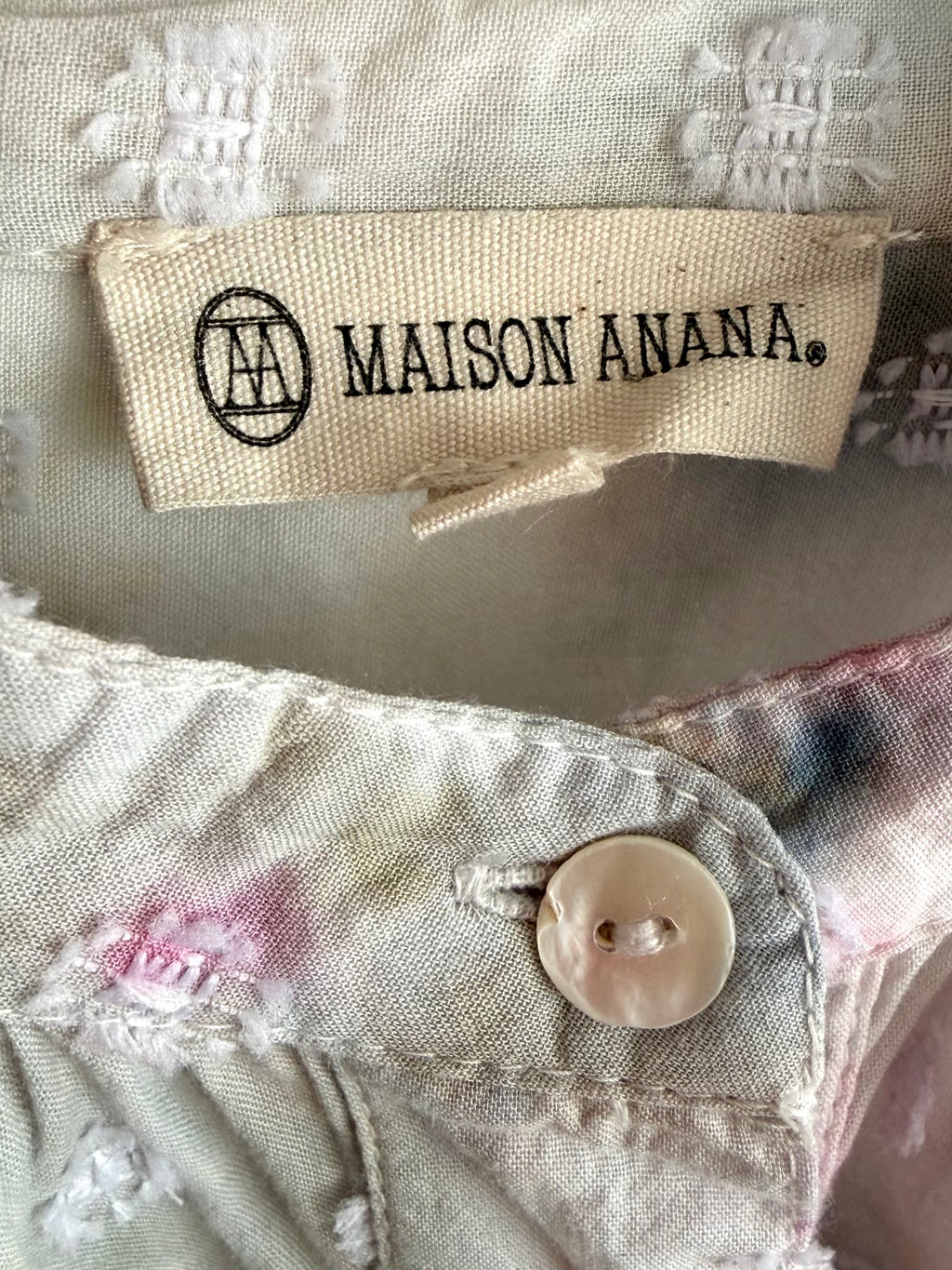 Maison Anana Swiss Dot Lace Cuff Blouse, Sz M