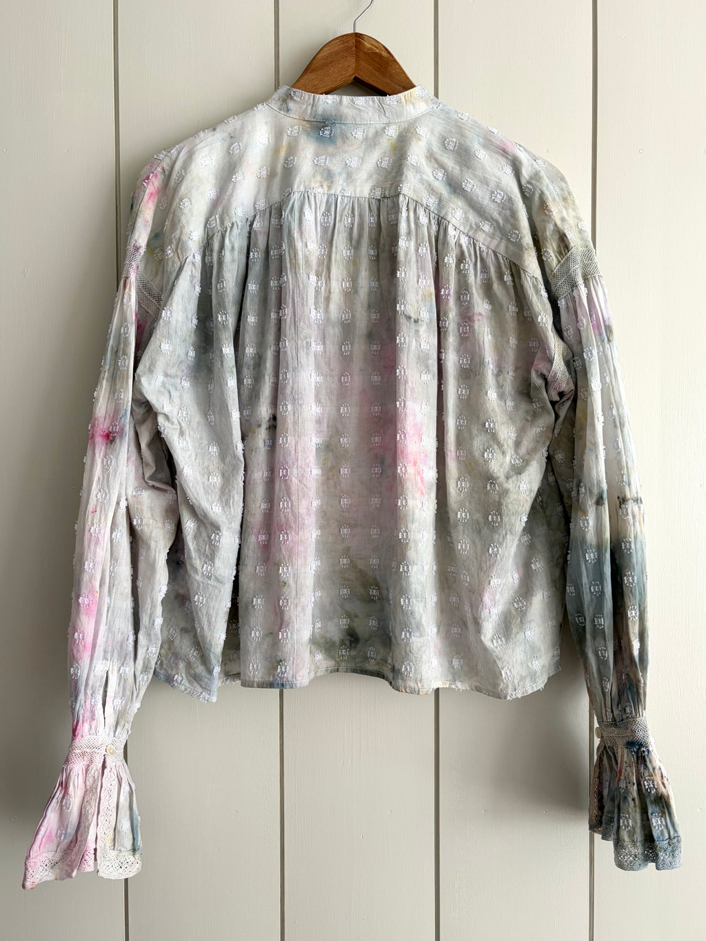 Maison Anana Swiss Dot Lace Cuff Blouse, Sz M