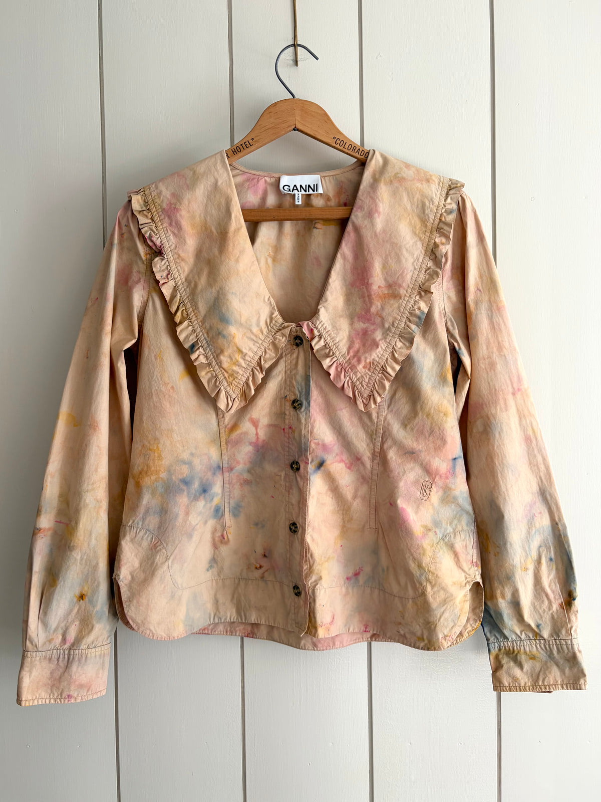 GANNI Ruffle Collar Blouse, Sz M