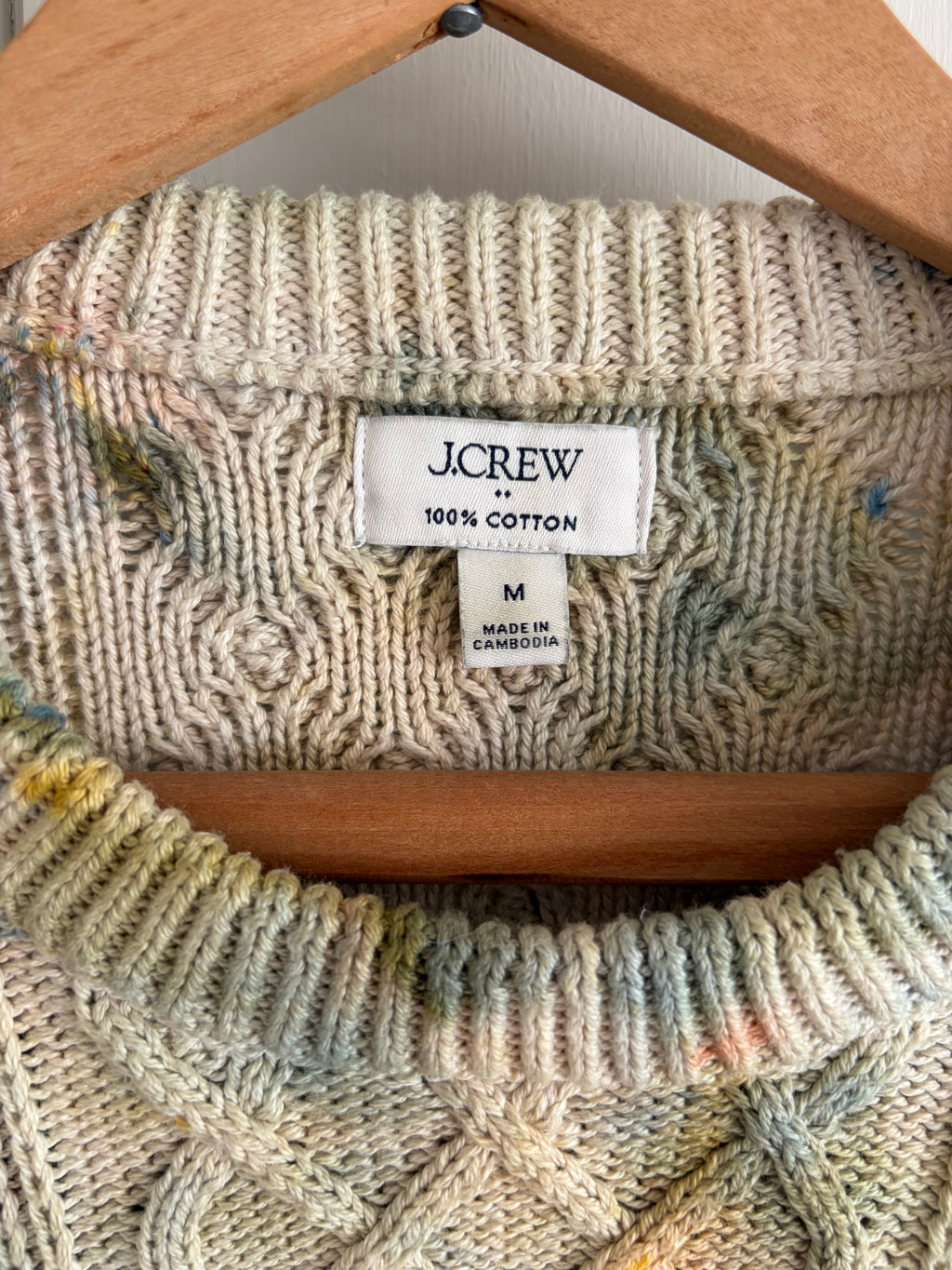 J. Crew Cotton Cable Neck Sweater, Size M